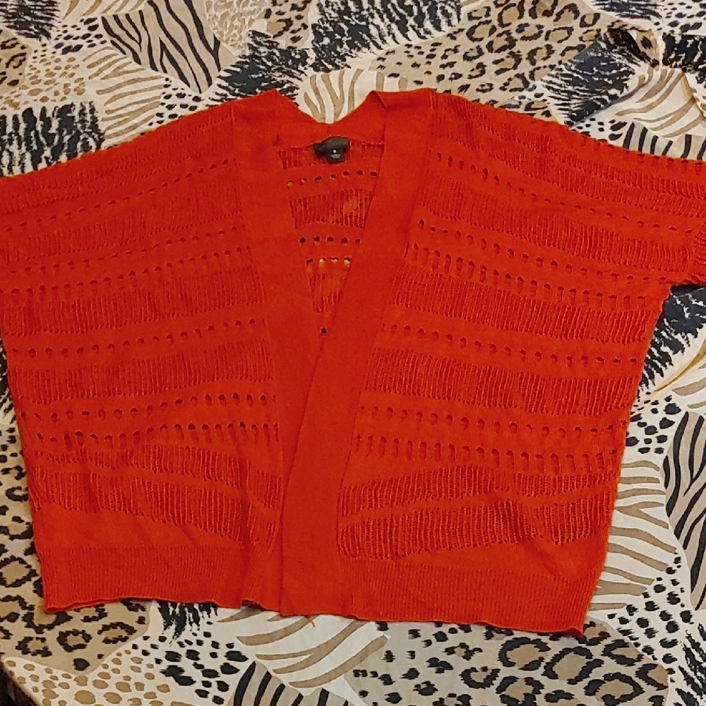 Worthington Red Open-Knit Cardigan Sz Sm